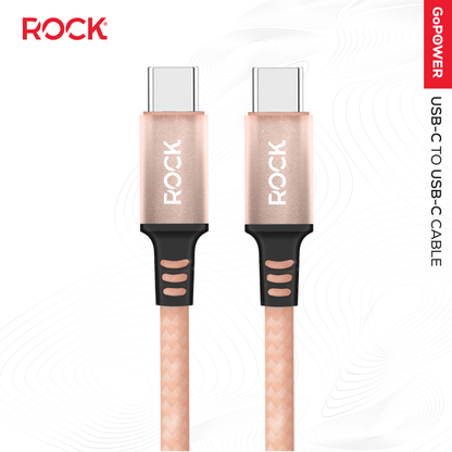 Rock Go Power 1 Metre Braided USB-C to USB-C Charge & Sync Cable, 15W Champagne