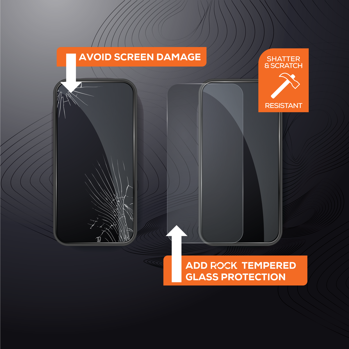 Rock Tempered Glass Screen Protection For iPhone 16 Plus