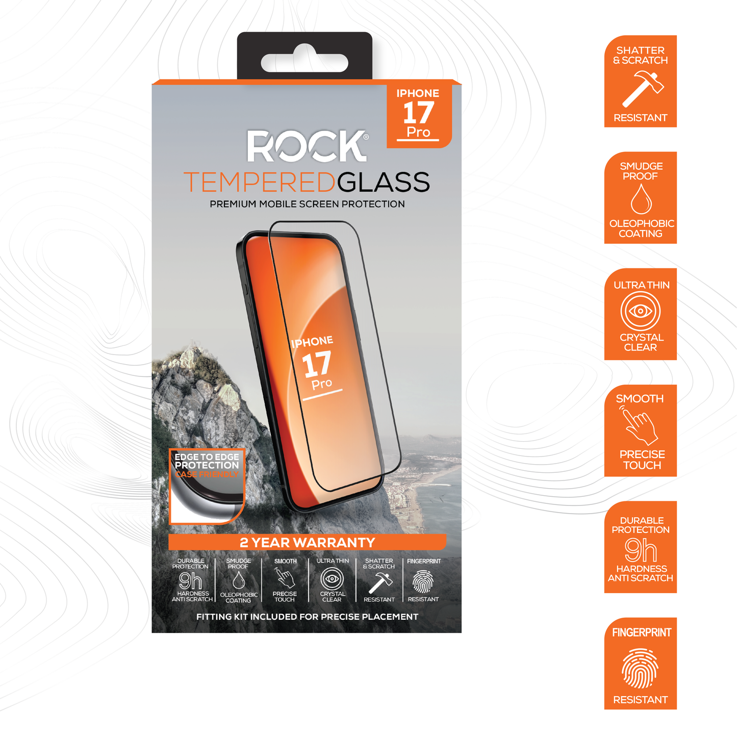 Rock Tempered Glass Screen Protection For iPhone 17 Pro