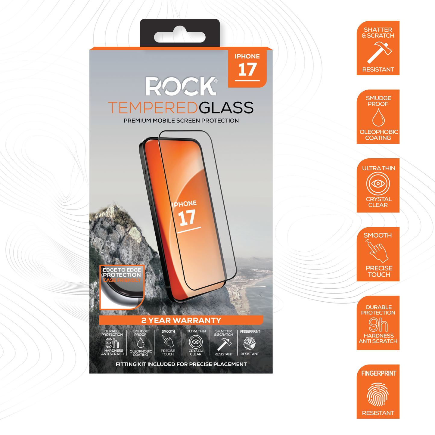 Rock Tempered Glass Screen Protection For iPhone 17