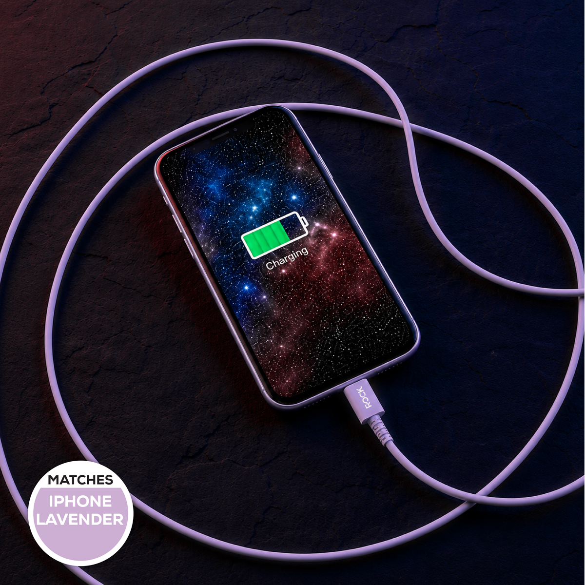 Rock Go Power 1 Metre USB to USB-C Charge & Sync Cable, 15W Lavender