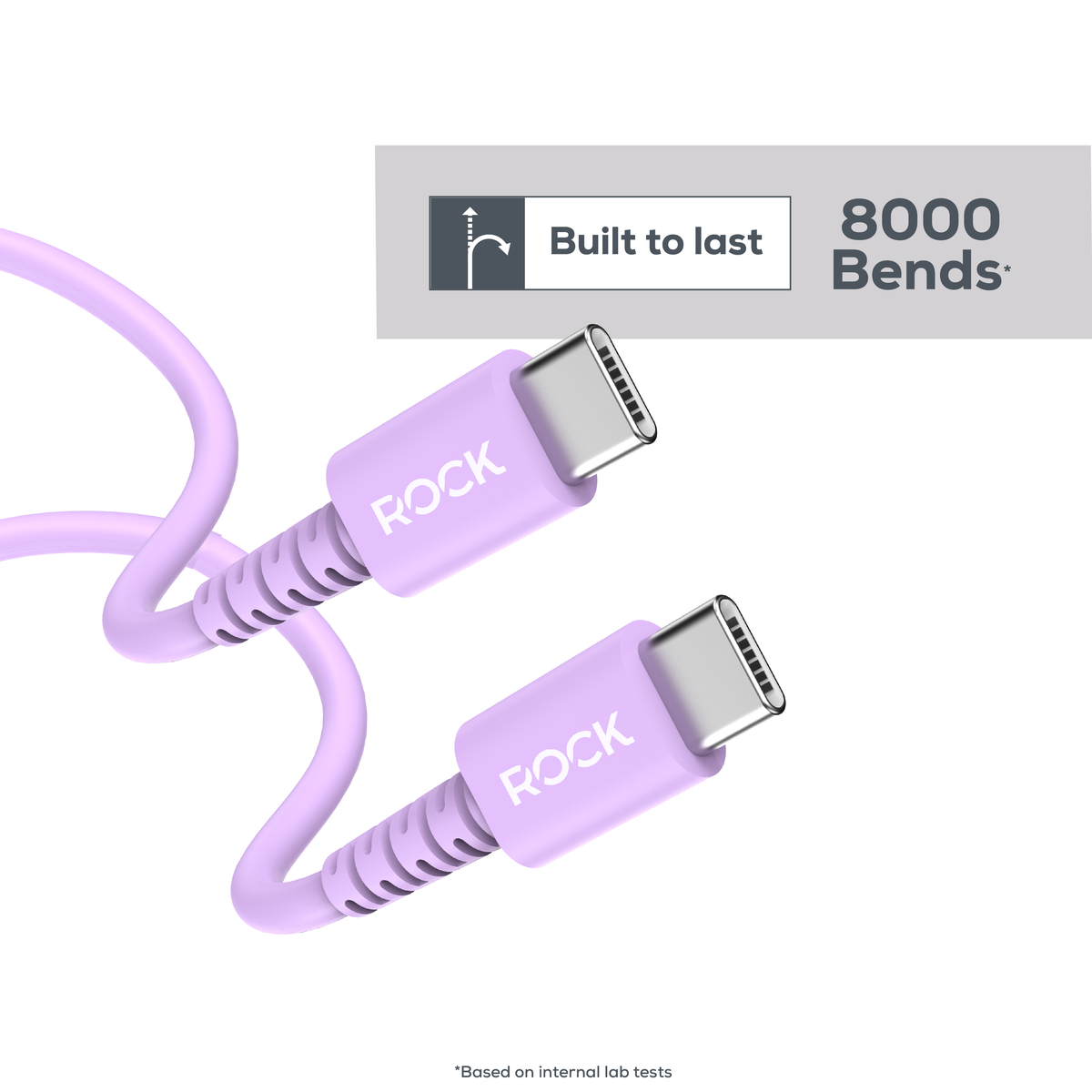 Rock Go Power 1 Metre USB-C to USB-C Charge & Sync Cable, 15W Lavender