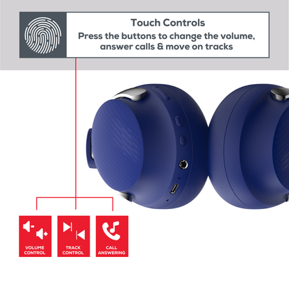 Rock Montari ANC Bluetooth On-Ear Headphones with 42 hour Playback - Navy