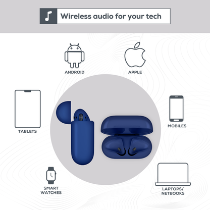 Rock Palm Lite True Wireless In-Ear Earbuds with 7 hour Playback - Navy