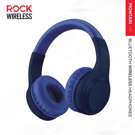 Rock Montari Lite Bluetooth On-Ear Headphones with 14 hour Playback - Navy