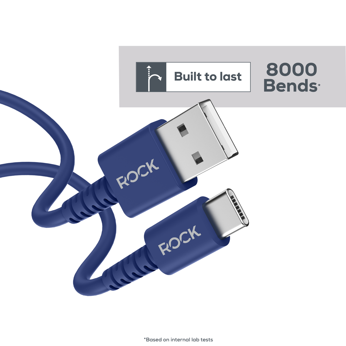 Rock Go Power 3 Metre USB to USB-C Charge & Sync Cable, 15W Navy