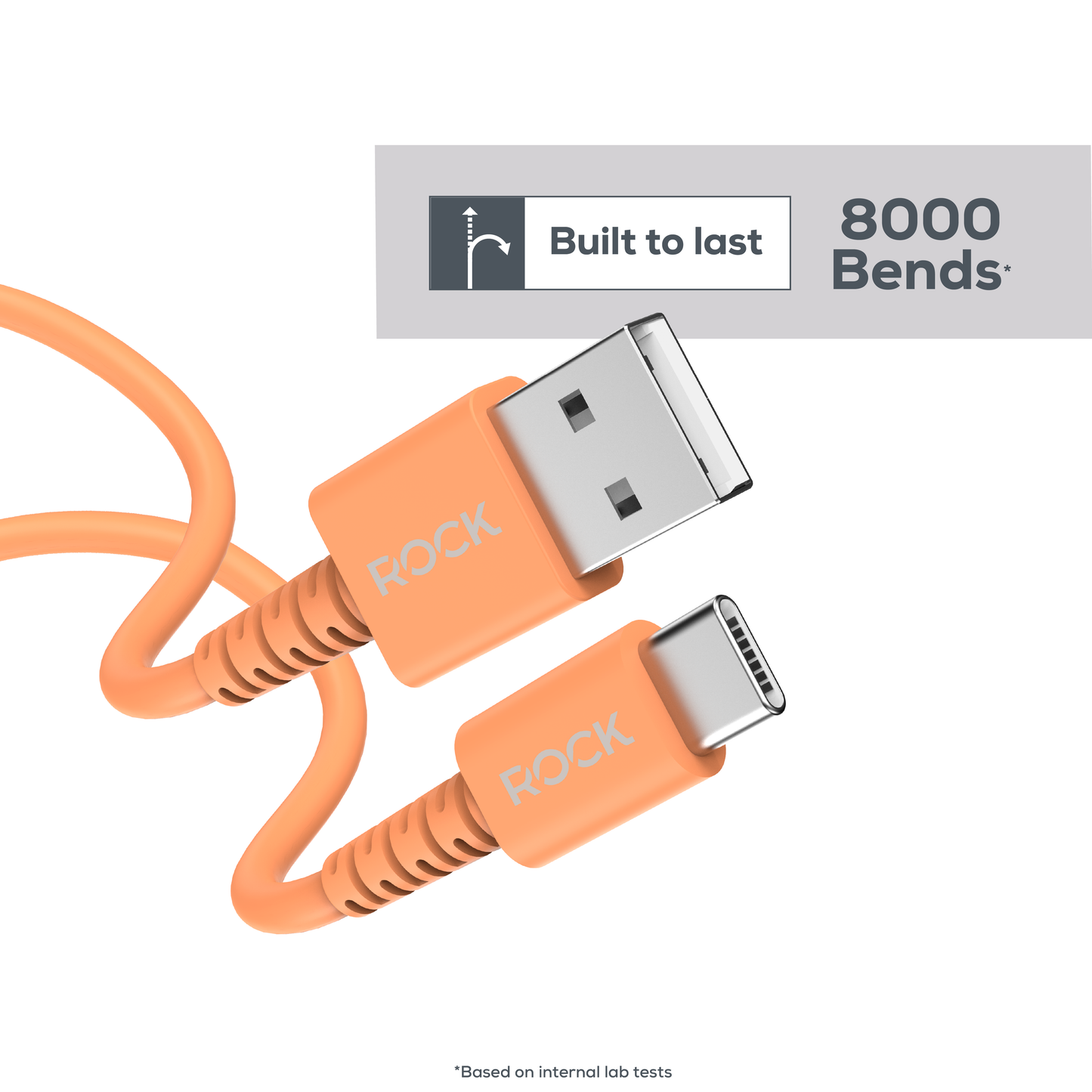 Rock Go Power 1 Metre USB to USB-C Charge & Sync Cable, 15W Cosmic Orange