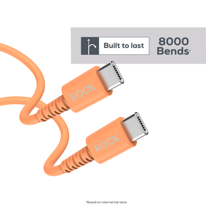 Rock Go Power 1 Metre USB-C to USB-C Charge & Sync Cable, 15W Cosmic Orange