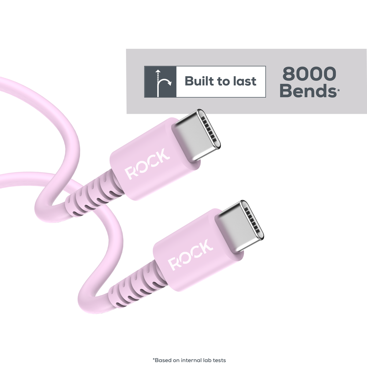 Rock Go Power 1 Metre USB-C to USB-C Charge & Sync Cable, 15W Soft Pink