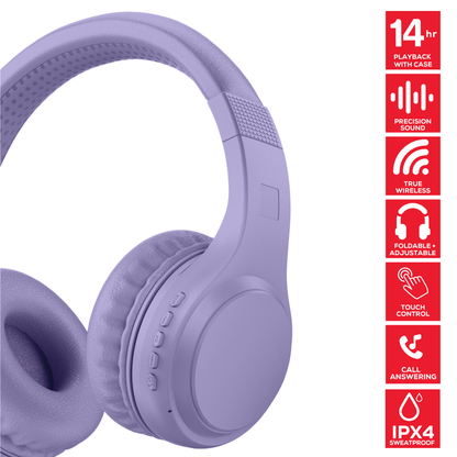 Rock Montari Lite Bluetooth On-Ear Headphones with 14 hour Playback - Purple