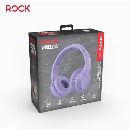 Rock Montari Lite Bluetooth On-Ear Headphones with 14 hour Playback - Purple
