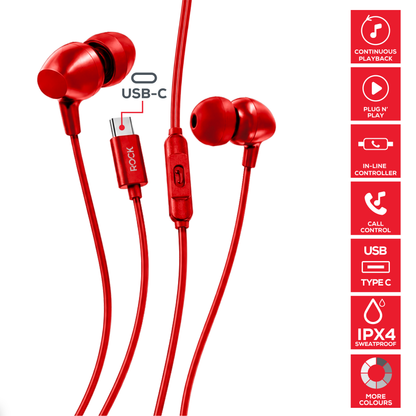 Rock GoWired Comfort USB-C Earphones With In-Line Controller