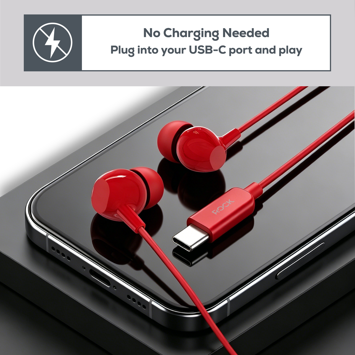 Rock GoWired Comfort USB-C Earphones With In-Line Controller