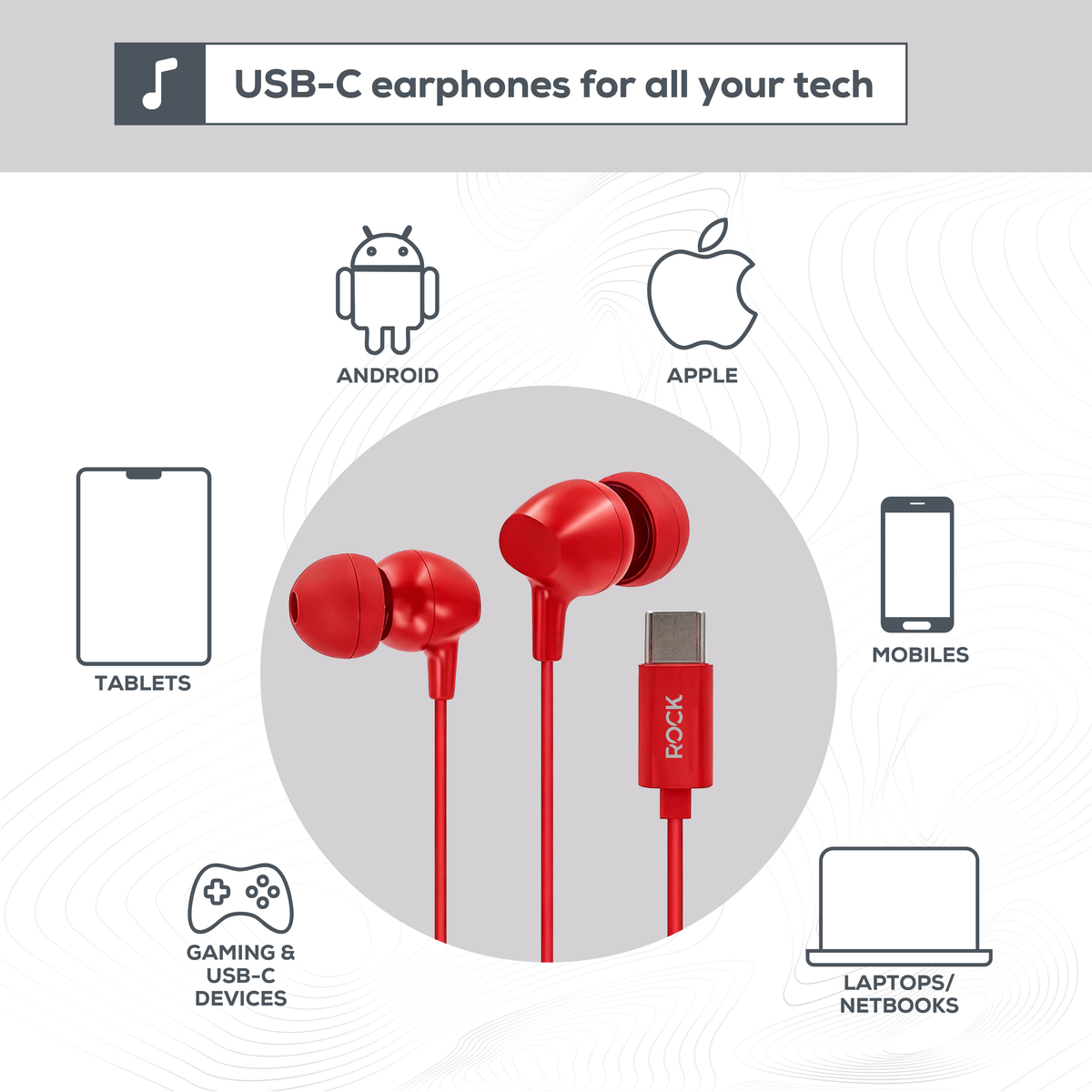 Rock GoWired Comfort USB-C Earphones With In-Line Controller