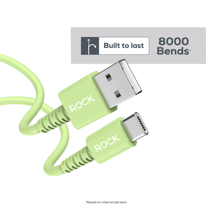 Rock Go Power 1 Metre USB to USB-C Charge & Sync Cable, 15W Sage