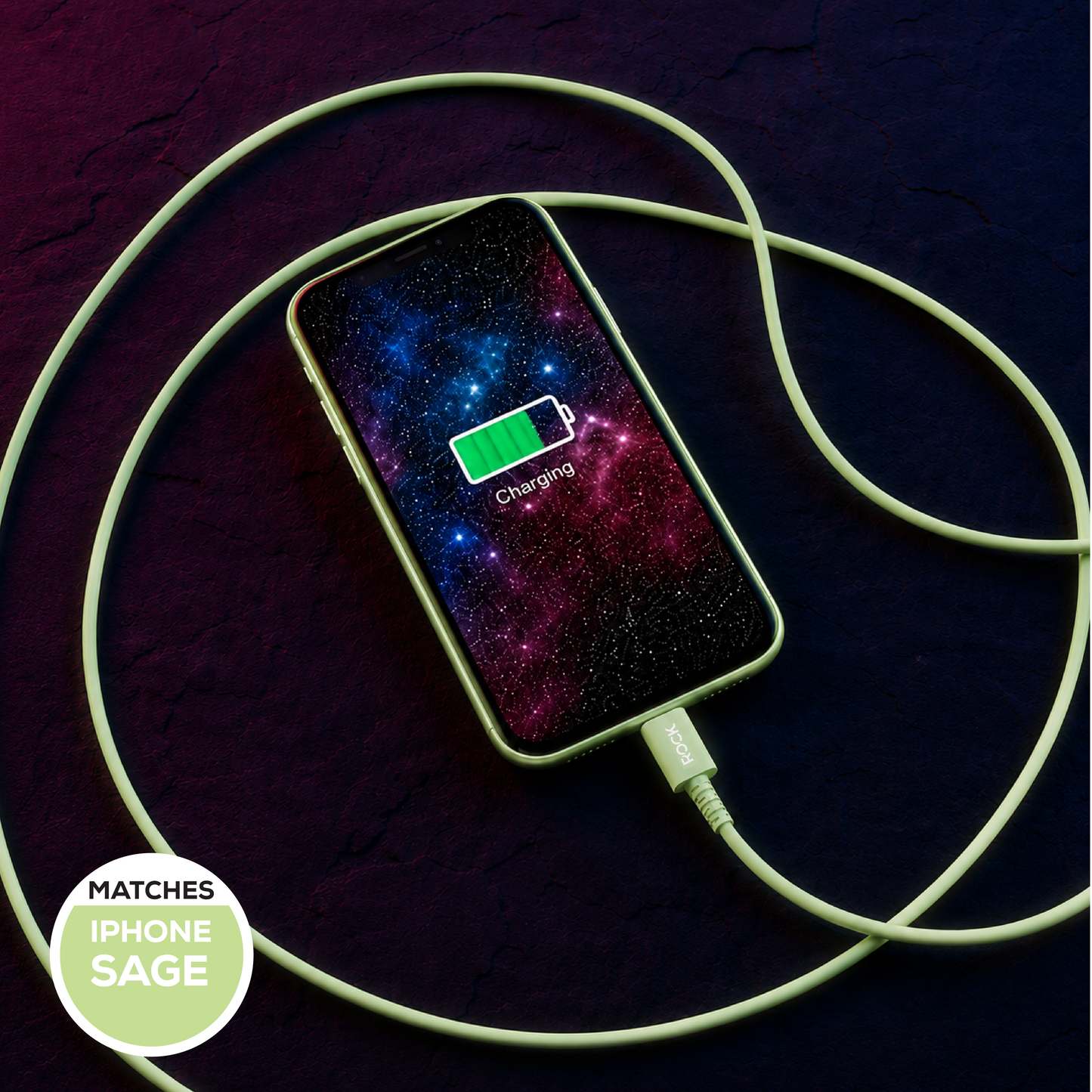 Rock Go Power 1 Metre USB to USB-C Charge & Sync Cable, 15W Sage