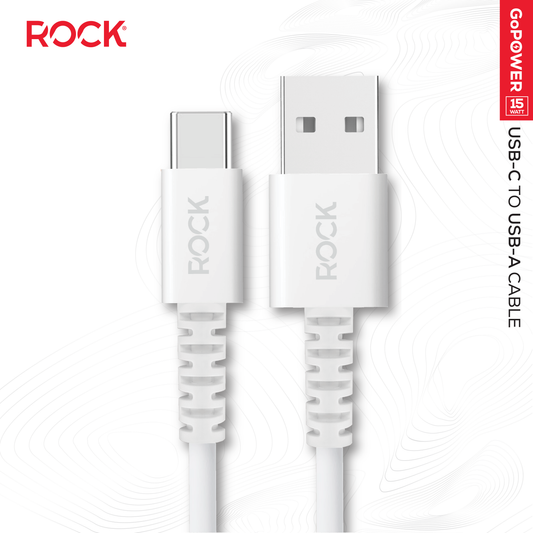 Rock Go Power 1 Metre USB to USB-C Charge & Sync Cable, 15W White