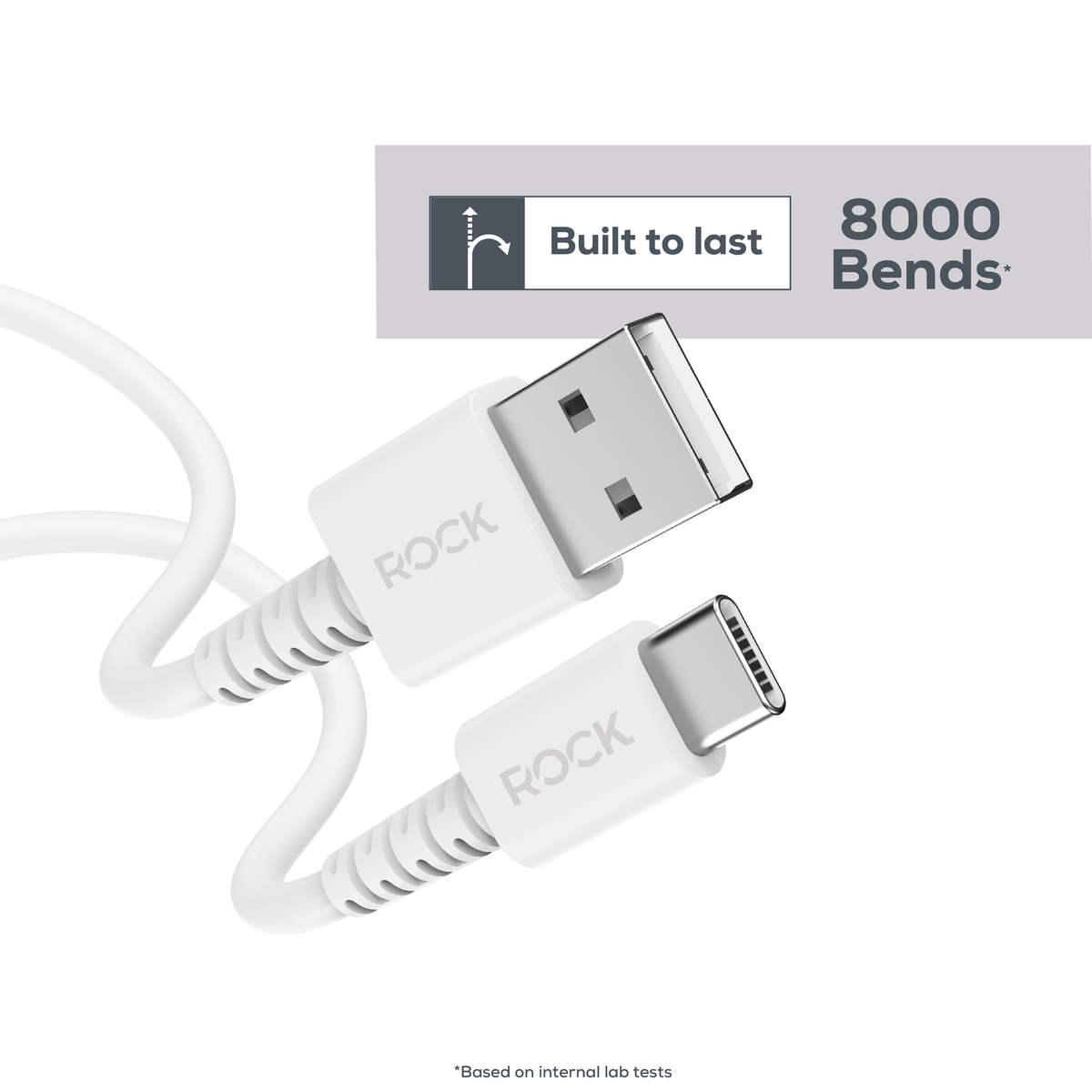 Rock Go Power 3 Metre USB to USB-C Charge & Sync Cable, 15W White