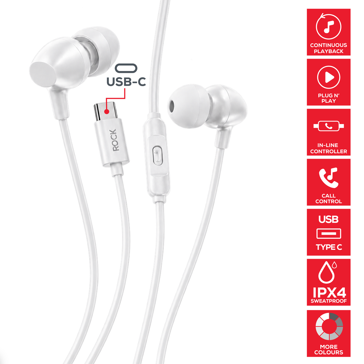 Rock GoWired Comfort USB-C Earphones With In-Line Controller