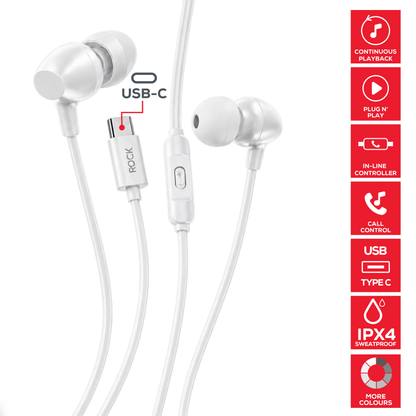 Rock GoWired Comfort USB-C Earphones With In-Line Controller