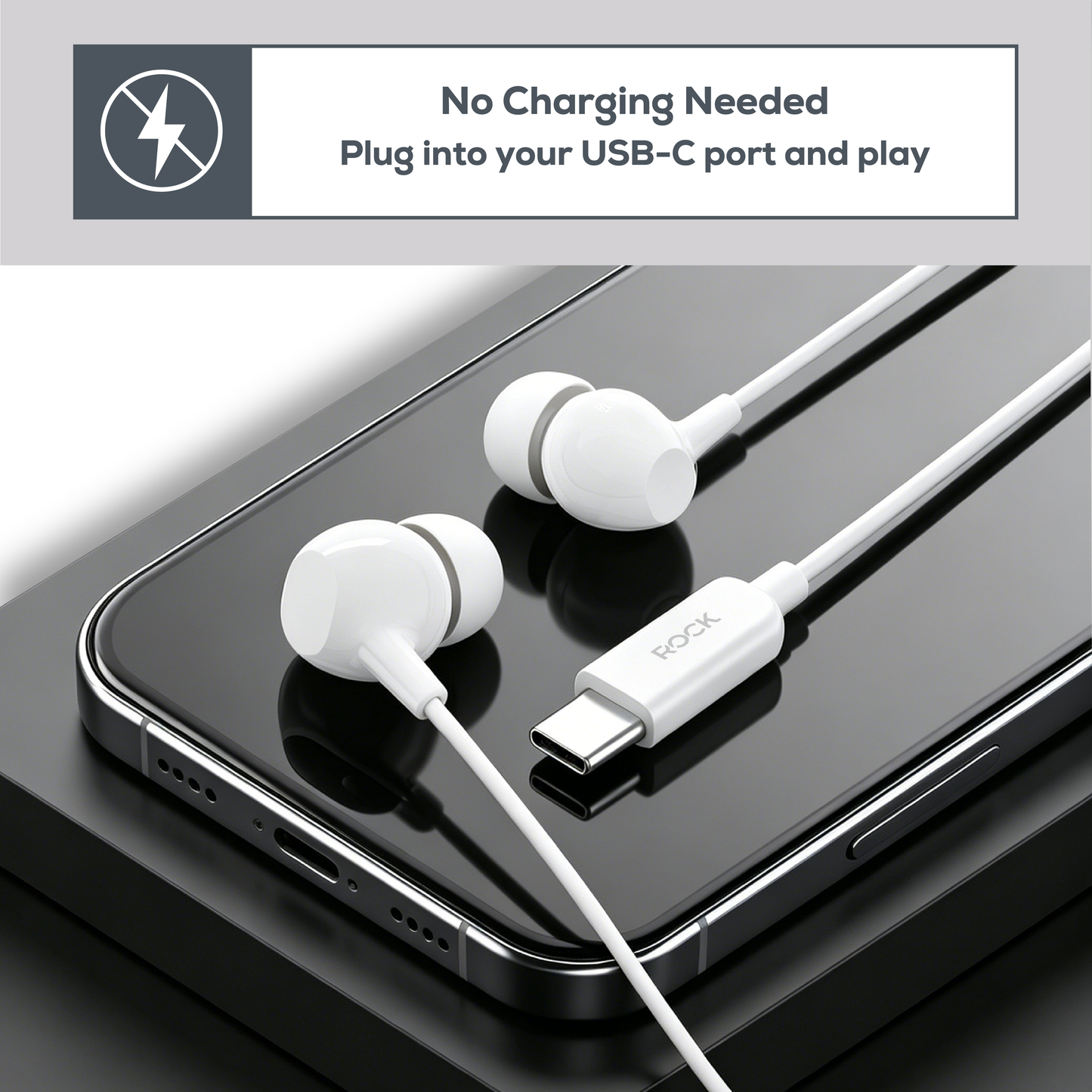 Rock GoWired Comfort USB-C Earphones With In-Line Controller