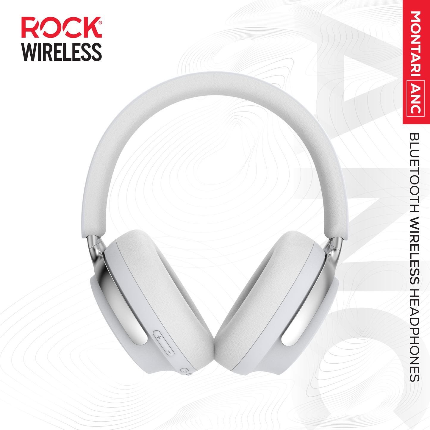 Rock Montari ANC Bluetooth On-Ear Headphones with 42 hour Playback - White