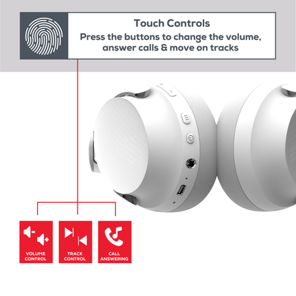 Rock Montari ANC Bluetooth On-Ear Headphones with 42 hour Playback - White