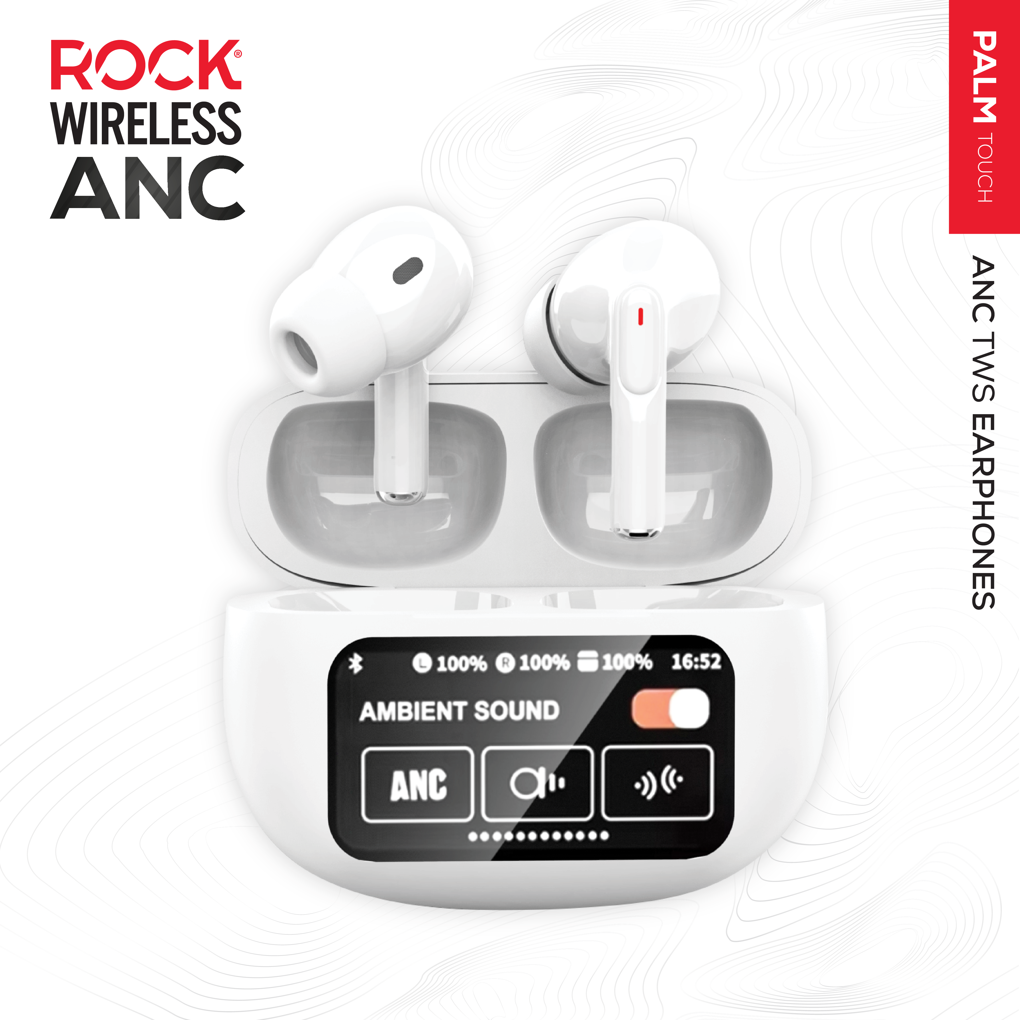 Rock Palm Touch ANC Earphones with 30 hours playback in White – Rock Audio