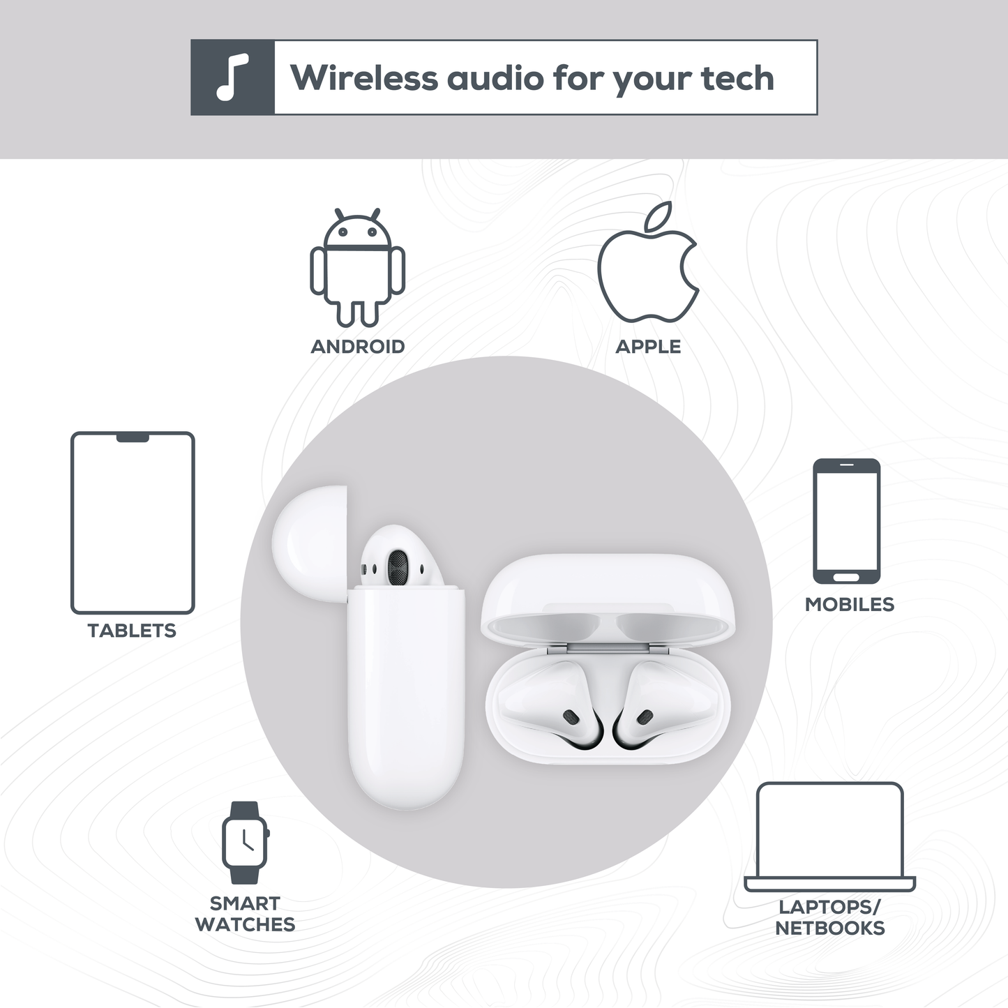 Rock Palm Lite True Wireless Earphones with 7 hour Playback - White