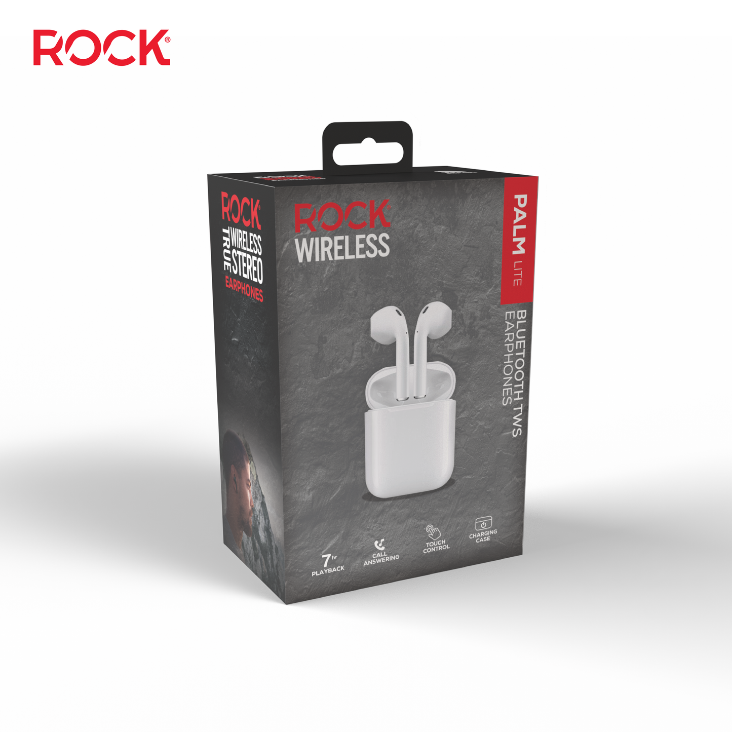 Rock Palm Lite True Wireless Earphones with 7 hour Playback - White